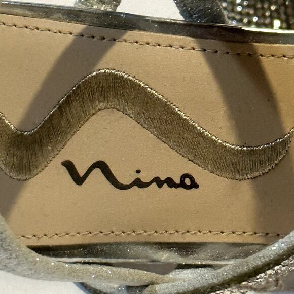 Nina Slingback Heels Silver Metallic Size 8.5 M  MRSP $99 Worn Once No Box - Picture 2 of 8